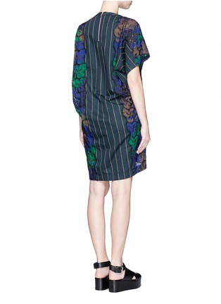 Back View - Click To Enlarge - SACAI - Botanical print embroidery lace stripe T-shirt dress