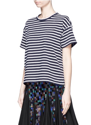 Front View - Click To Enlarge - SACAI - Zip side stripe cotton knit top