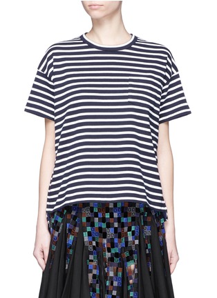 Main View - Click To Enlarge - SACAI - Zip side stripe cotton knit top