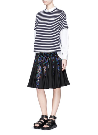 Figure View - Click To Enlarge - SACAI - Zip side stripe cotton knit top