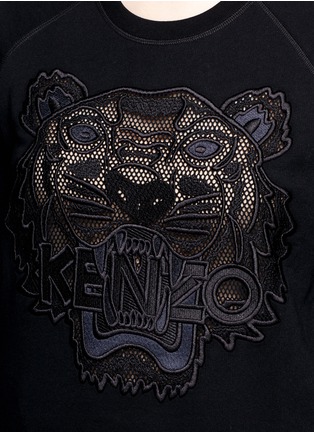 Detail View - Click To Enlarge - KENZO - Mesh tiger embroidery cotton sweatshirt