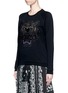 Front View - Click To Enlarge - KENZO - Mesh tiger embroidery cotton sweatshirt