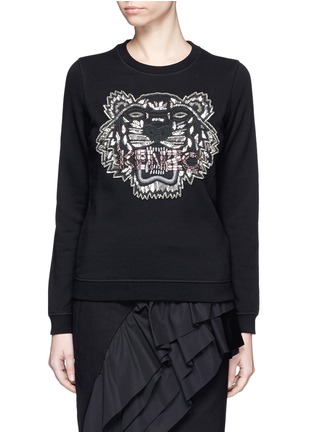 Main View - Click To Enlarge - KENZO - Embellished tiger embroidery cotton sweatshirt
