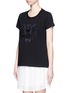 Front View - Click To Enlarge - KENZO - Mesh tiger embroidery cotton T-shirt