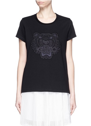 Main View - Click To Enlarge - KENZO - Mesh tiger embroidery cotton T-shirt