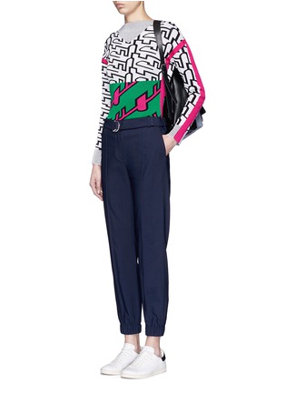 Figure View - Click To Enlarge - KENZO - Belted fluid twill pants