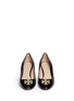 Figure View - Click To Enlarge - TORY BURCH - 'Raleigh' metal logo leather wedge pumps