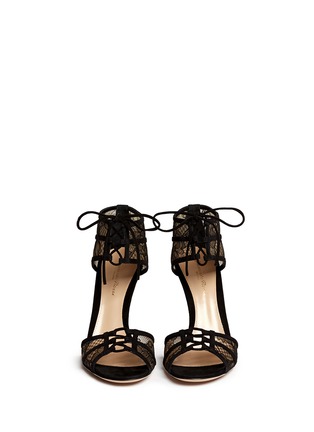Figure View - Click To Enlarge - GIANVITO ROSSI - Suede trim floral lace sandals