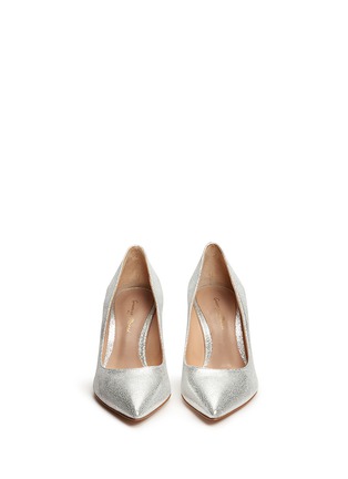 Figure View - Click To Enlarge - GIANVITO ROSSI - 'Simple' metallic grainy leather pumps