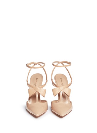 Figure View - Click To Enlarge - GIANVITO ROSSI - Crossed bow T-strap patent leather pumps
