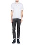 Front View - Click To Enlarge - NEIL BARRETT - Faux leather and ribbed knee jeans