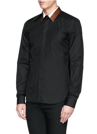 Front View - Click To Enlarge - GIVENCHY - Contrast mesh collar shirt