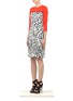 Front View - Click To Enlarge - ST. JOHN - Leopard pattern colour-block dress