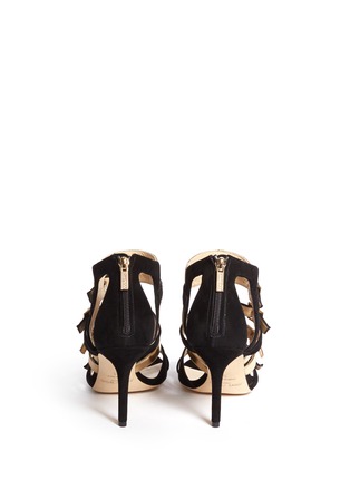 Back View - Click To Enlarge - JIMMY CHOO - 'Bubble' suede metallic leather caged sandals
