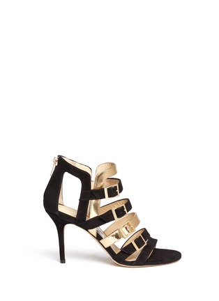 Main View - Click To Enlarge - JIMMY CHOO - 'Bubble' suede metallic leather caged sandals