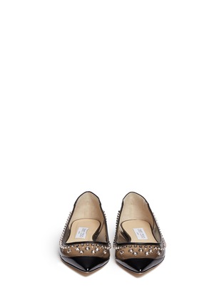 Figure View - Click To Enlarge - JIMMY CHOO - Stud and crystal perspex patent flats