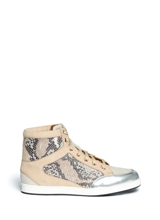 Main View - Click To Enlarge - JIMMY CHOO - 'Tokyo' holograph python print leather sneakers