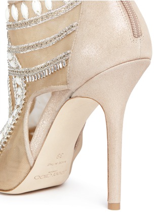 Detail View - Click To Enlarge - JIMMY CHOO - Crystal and bead embellished mesh booties
