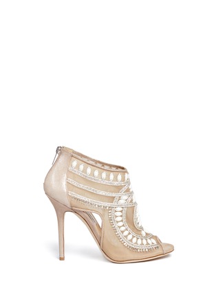 Main View - Click To Enlarge - JIMMY CHOO - Crystal and bead embellished mesh booties