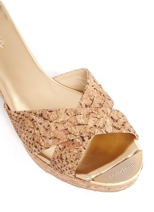 Detail View - Click To Enlarge - JIMMY CHOO - 'Panna' cork demi wedge sandals