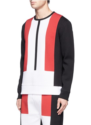 Front View - Click To Enlarge - NEIL BARRETT - Colour-block neoprene sweatshirt