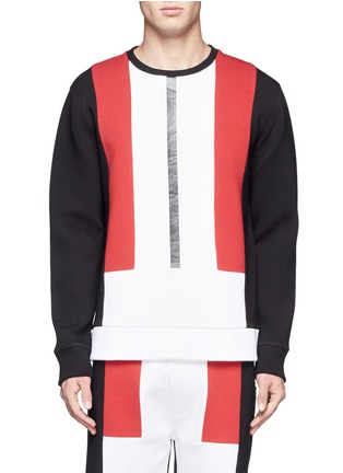 Main View - Click To Enlarge - NEIL BARRETT - Colour-block neoprene sweatshirt