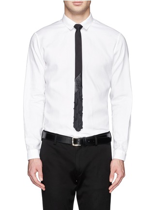 Figure View - Click To Enlarge - LANVIN - Mix texture skinny tie