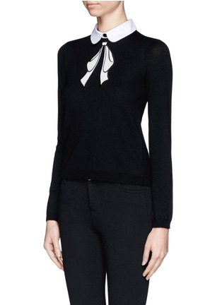 Front View - Click To Enlarge - ALICE & OLIVIA - Detachable collar bow intarsia sweater