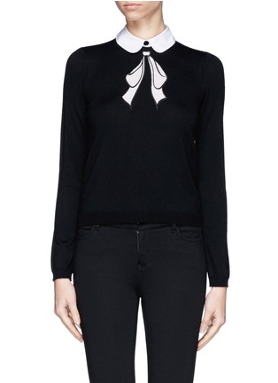 Main View - Click To Enlarge - ALICE & OLIVIA - Detachable collar bow intarsia sweater