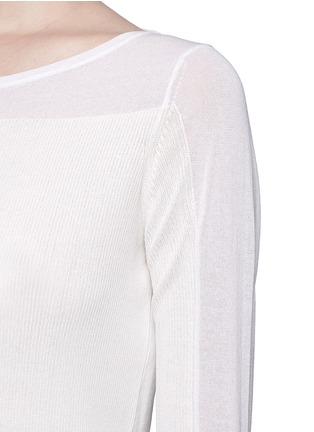 Detail View - Click To Enlarge - THEORY - 'Keshi' sheer yoke and sleeve sweater