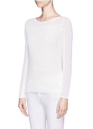 Front View - Click To Enlarge - THEORY - 'Keshi' sheer yoke and sleeve sweater