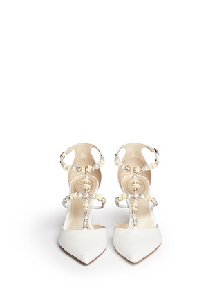 Figure View - Click To Enlarge - RENÉ CAOVILLA - Faux pearl flower crystal strap leather pumps