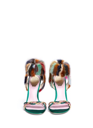 Figure View - Click To Enlarge - RENÉ CAOVILLA - Mink fur crystal braid sandals