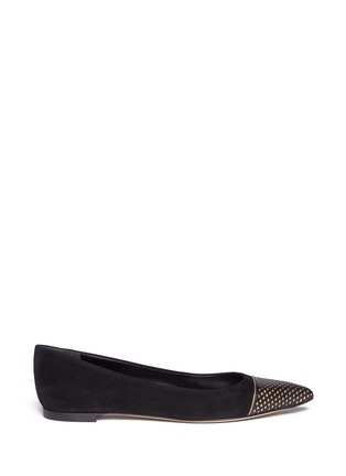Main View - Click To Enlarge - SERGIO ROSSI - 'Siren' perforated toe cap suede flats