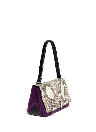 Figure View - Click To Enlarge - PROENZA SCHOULER - PS Courier large suede and python leather bag