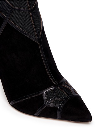 Detail View - Click To Enlarge - SERGIO ROSSI - 'Puzzle' geometric trim suede ankle boots