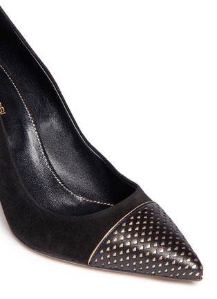 Detail View - Click To Enlarge - SERGIO ROSSI - 'Siren' perforated toe cap suede pumps