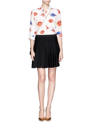 Figure View - Click To Enlarge - ALICE & OLIVIA - 'Chatley' eyelet knit flare skirt