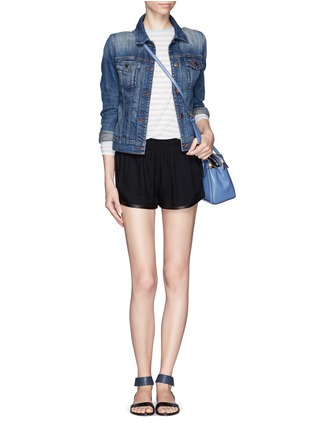 Figure View - Click To Enlarge - ALICE & OLIVIA - Leather trim jogging shorts