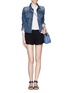 Figure View - Click To Enlarge - ALICE & OLIVIA - Leather trim jogging shorts