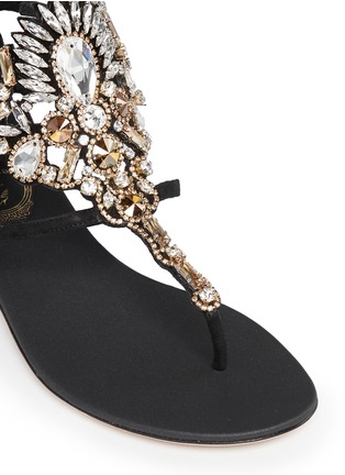 Detail View - Click To Enlarge - RENÉ CAOVILLA - Clear crystal suede flat sandals