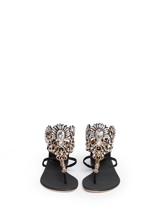 Figure View - Click To Enlarge - RENÉ CAOVILLA - Clear crystal suede flat sandals