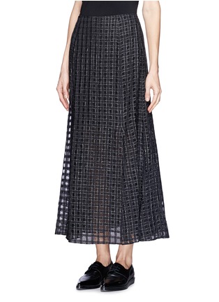 Front View - Click To Enlarge - THEORY - 'Swind' metallic check slit hem skirt