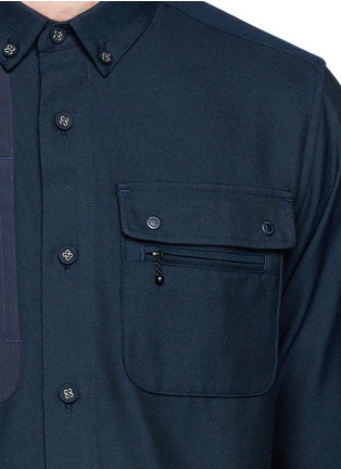 Detail View - Click To Enlarge - WHITE MOUNTAINEERING - Felted knit back twill shirt