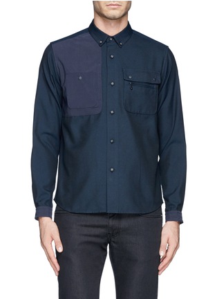 Main View - Click To Enlarge - WHITE MOUNTAINEERING - Felted knit back twill shirt