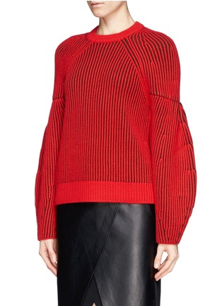Front View - Click To Enlarge - GIVENCHY - Contrast rib knit sweater