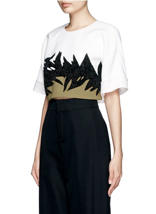 Front View - Click To Enlarge - JASON WU - Botanical appliqué short-sleeve cropped top