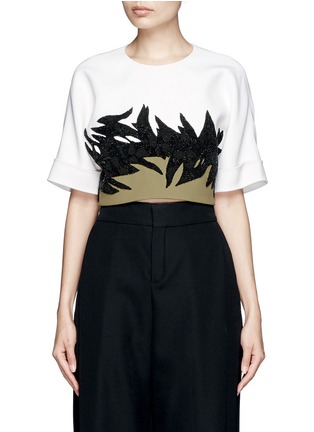 Main View - Click To Enlarge - JASON WU - Botanical appliqué short-sleeve cropped top
