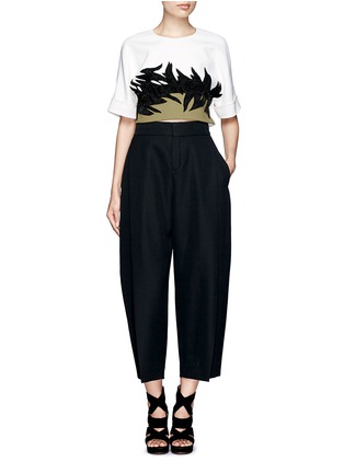 Figure View - Click To Enlarge - JASON WU - Botanical appliqué short-sleeve cropped top