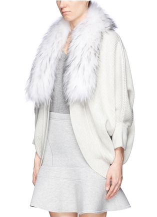 Front View - Click To Enlarge - YVES SALOMON - Raccoon fur collar cocoon cardigan 